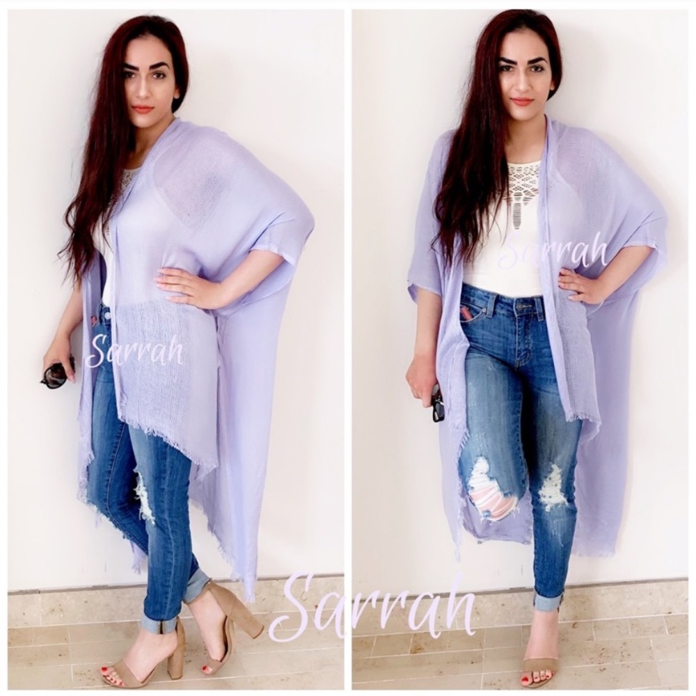 New Soft Boho High Low Cardi -Wrap w/Fray Trim